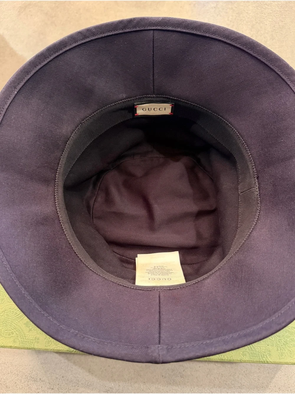 Gucci Black Bucket Hat with Red Logo Patch